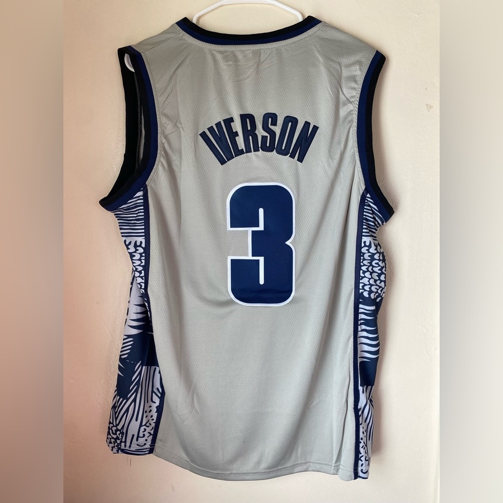 Georgetown embroidered iverson college jersey Philadelphia legend